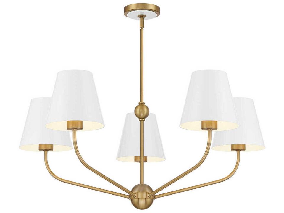Xavier 5-Light Chandelier in Vibrant Gold and White