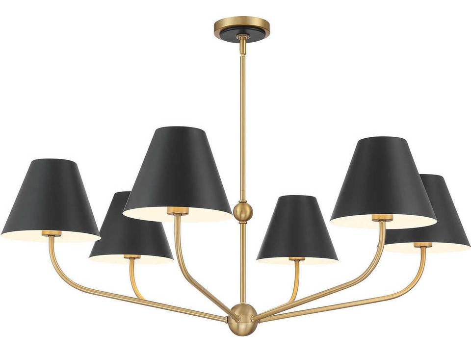 Xavier 6-Light Chandelier in Vibrant Gold and Matte Black