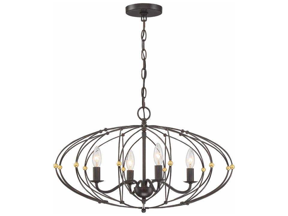 4-Light Zucca Chandelier in English Bronze and Antique Gold