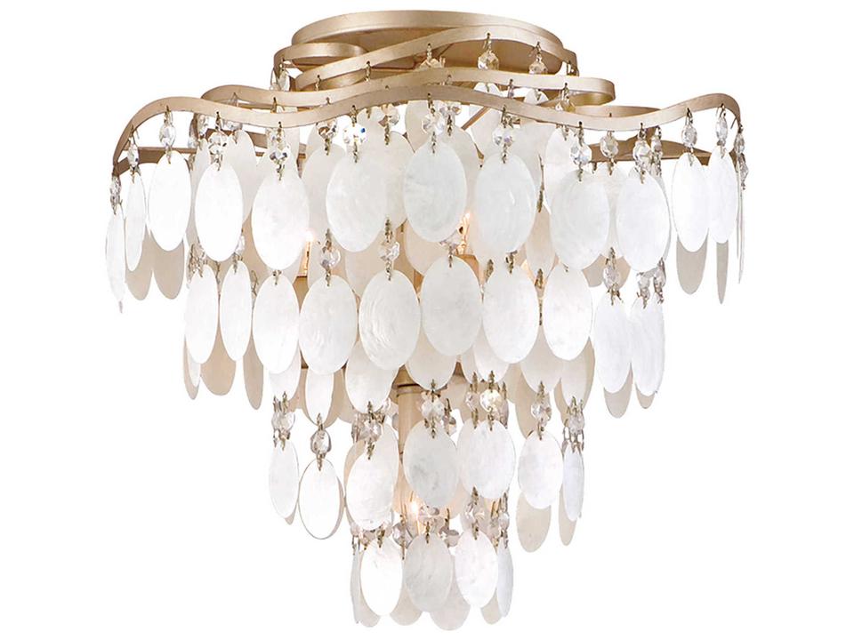 Dolce 4-Light Champagne Leaf Gold Crystal Tiered Flush Mount