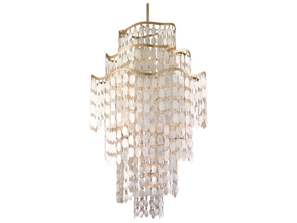 Dolce 19-Light Chandelier in Champagne Leaf with Capiz Shell and Crystal