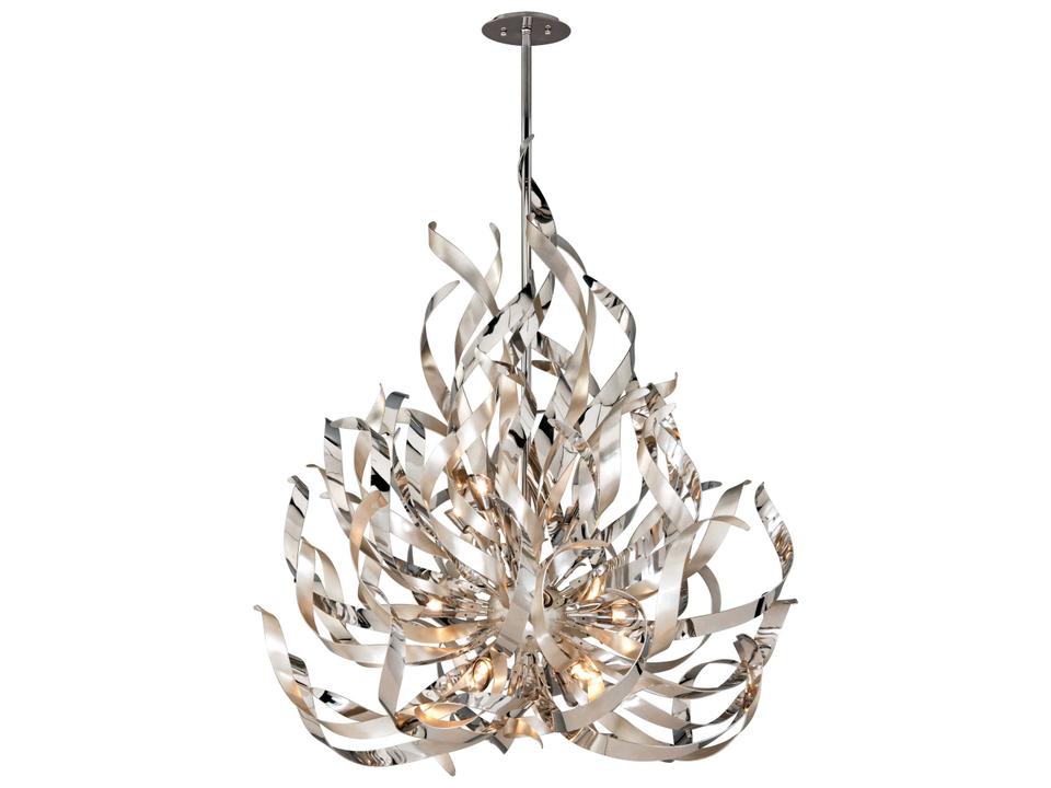 Graffiti 12-Light Sputnik Chandelier in Silver Leaf and Stainless Steel