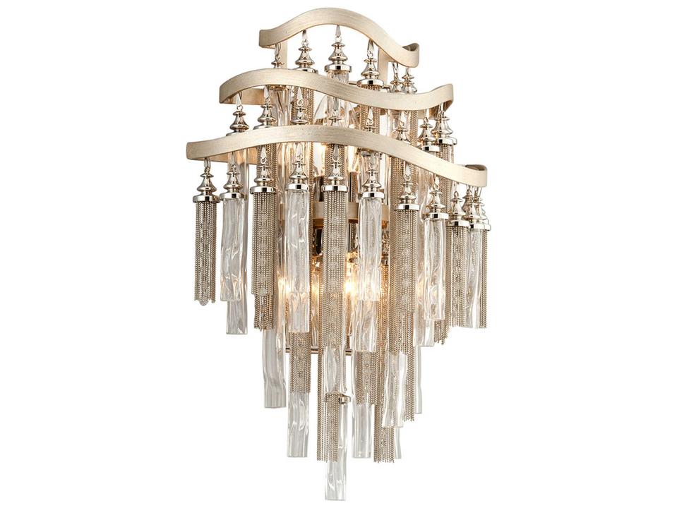 Chimera 2-Light Wall Sconce in Tranquility Silver Leaf with Crystal Tassels