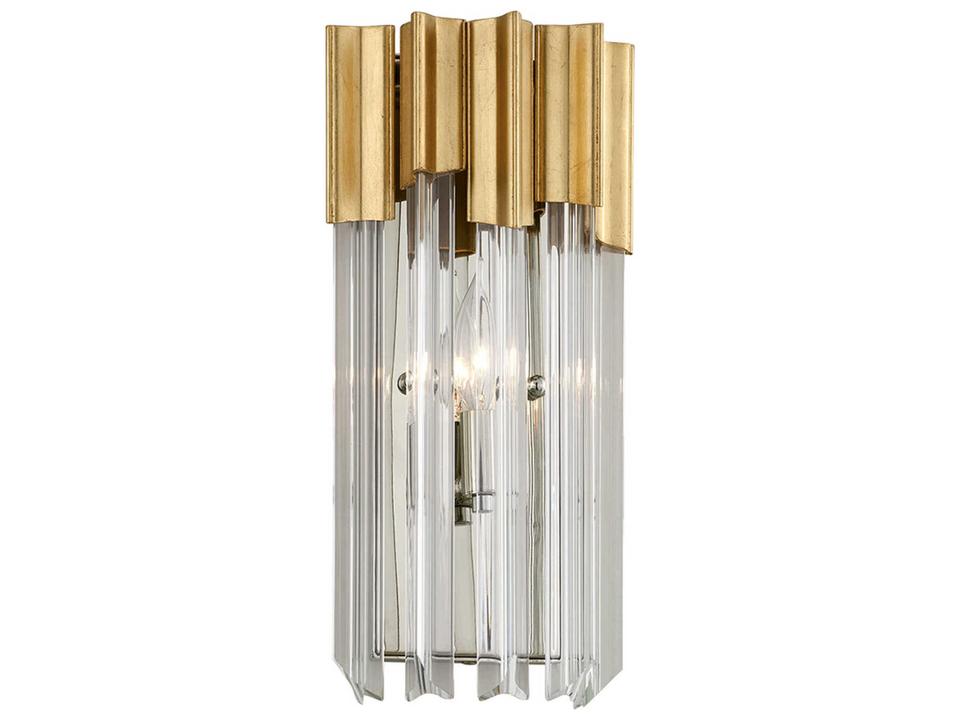 Charisma 1-Light Wall Sconce with Crystal Shade in Gold Leaf and Polished Stainless