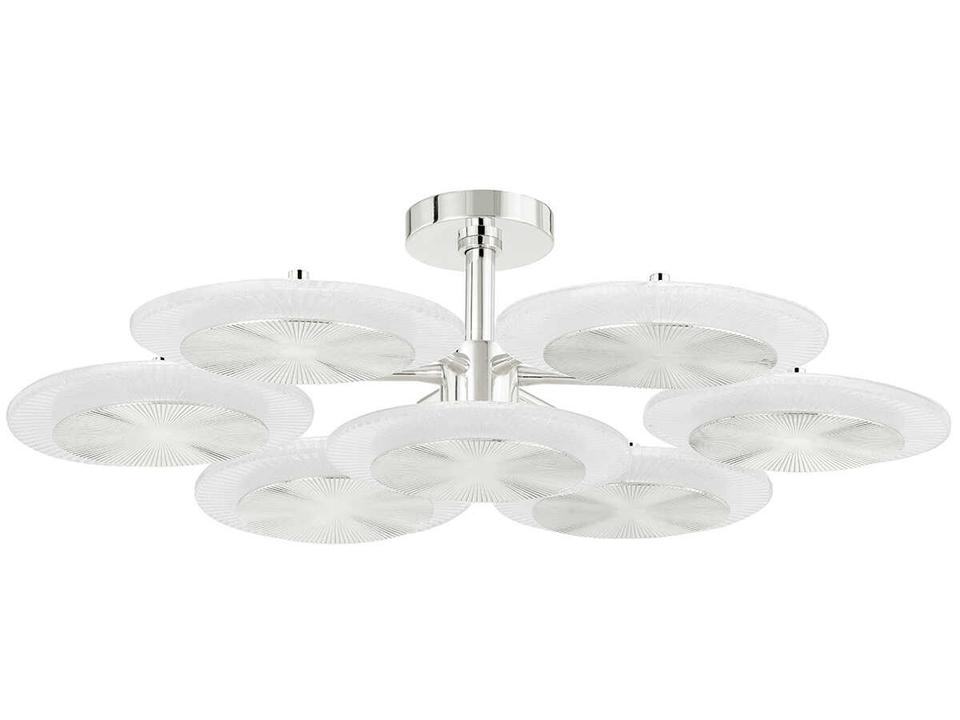 Topaz 7-Light Polished Nickel Glass LED Round Chandelier