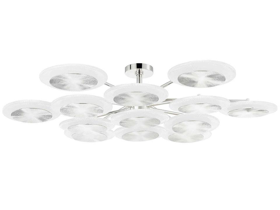 Topaz 13-Light LED Chandelier in Polished Nickel and Piastra Ice Glass