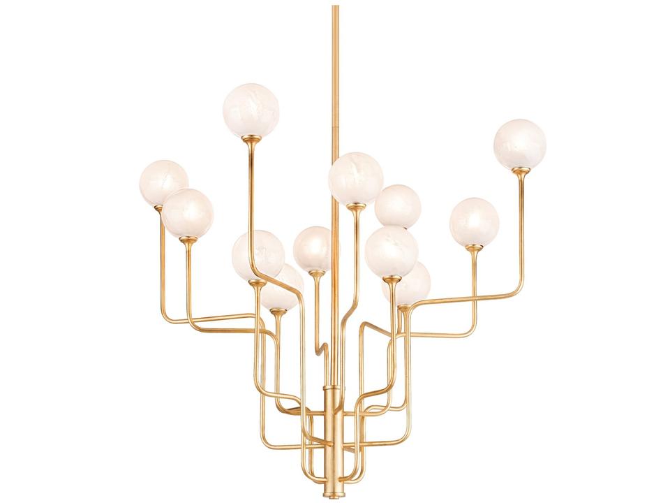 12-Light Onyx Chandelier in Vintage Gold Leaf