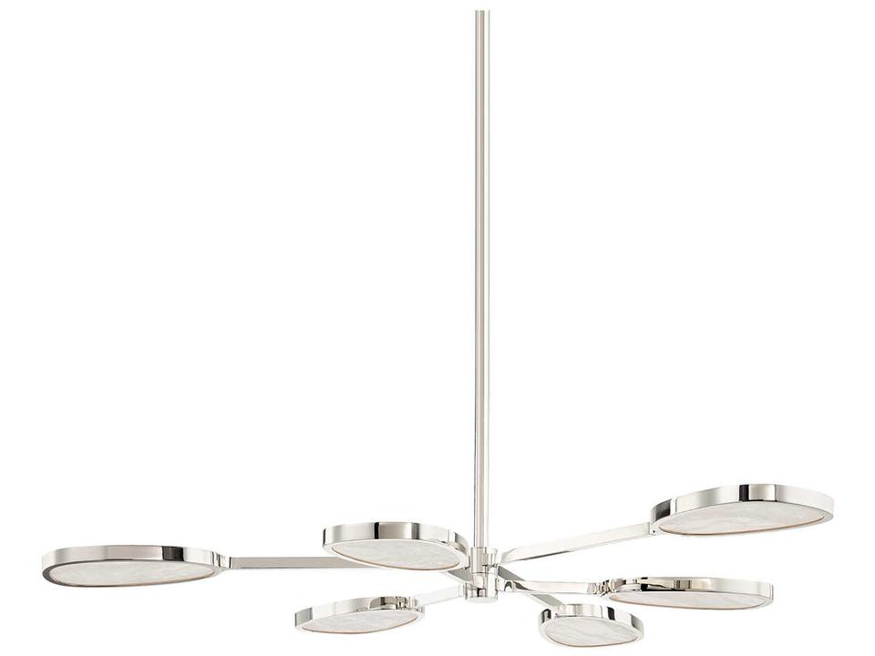 Beirut 6-Light LED Chandelier in Burnished Nickel and Spanish Alabaster