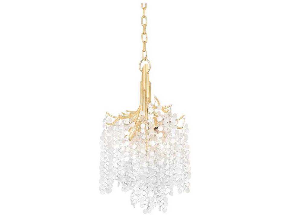 Genoa 5-Light Chandelier in Gold Leaf with Clear and Frosted Glass Drops