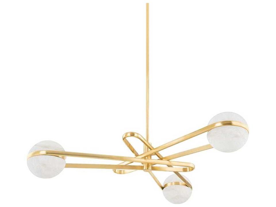 Kyomi 6-Light Alabaster LED Chandelier in Vintage Brass