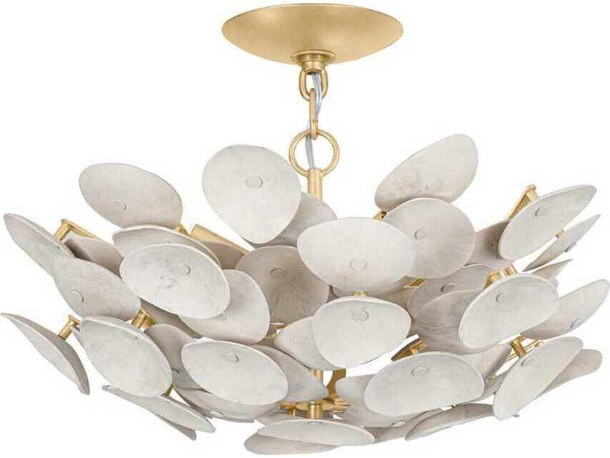 Aimi 3-Light Semi-Flush Mount in Vintage Gold Leaf