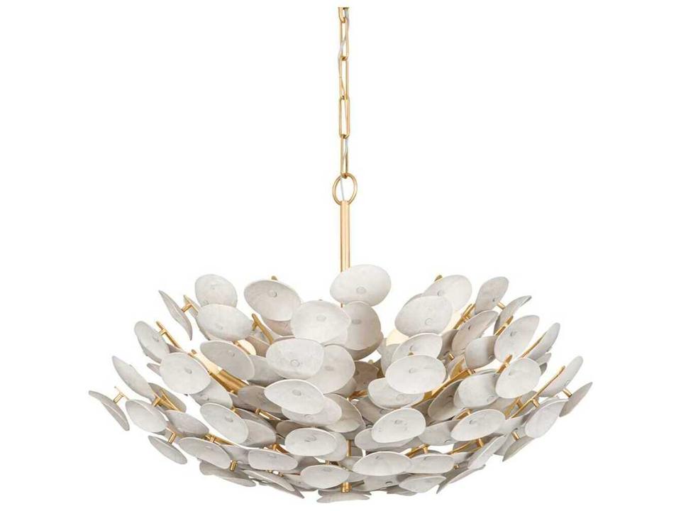 9-Light Aimi Chandelier in Vintage Gold Leaf with Coco Shells