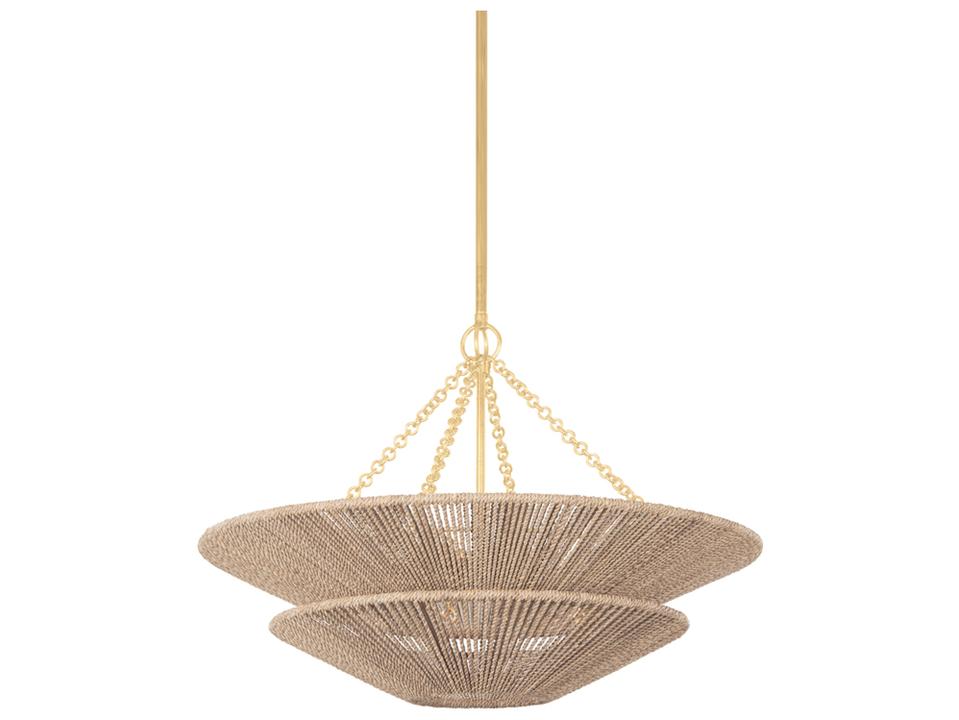 Tropea 6-Light Abaca Rope Pendant Light in Gold Leaf