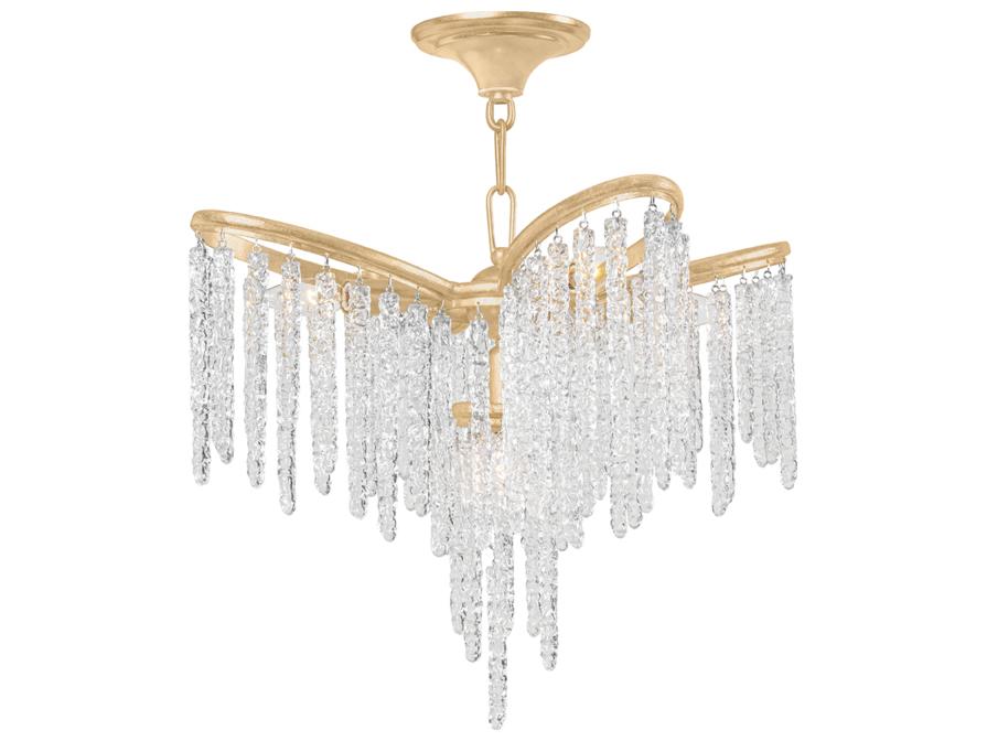 Pandora 7-Light Chandelier in Gold Leaf with Clear Crystal Strands