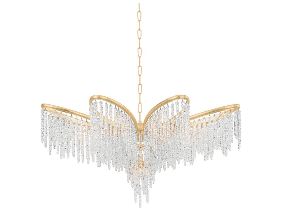 Pandora 9-Light Chandelier in Gold Leaf with Clear Crystal
