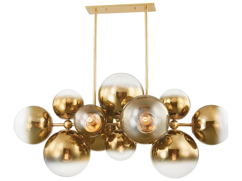 Kyoto 12-Light Linear Pendant Light in Vintage Polished Brass