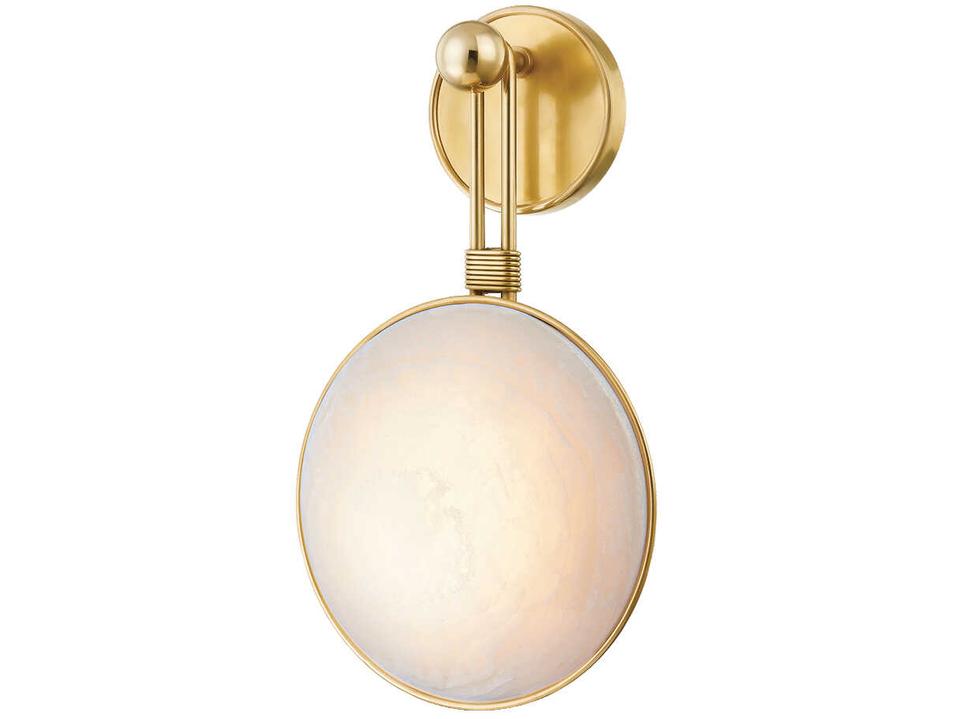 Ares LED Wall Sconce in Vintage Brass with Ice Shade