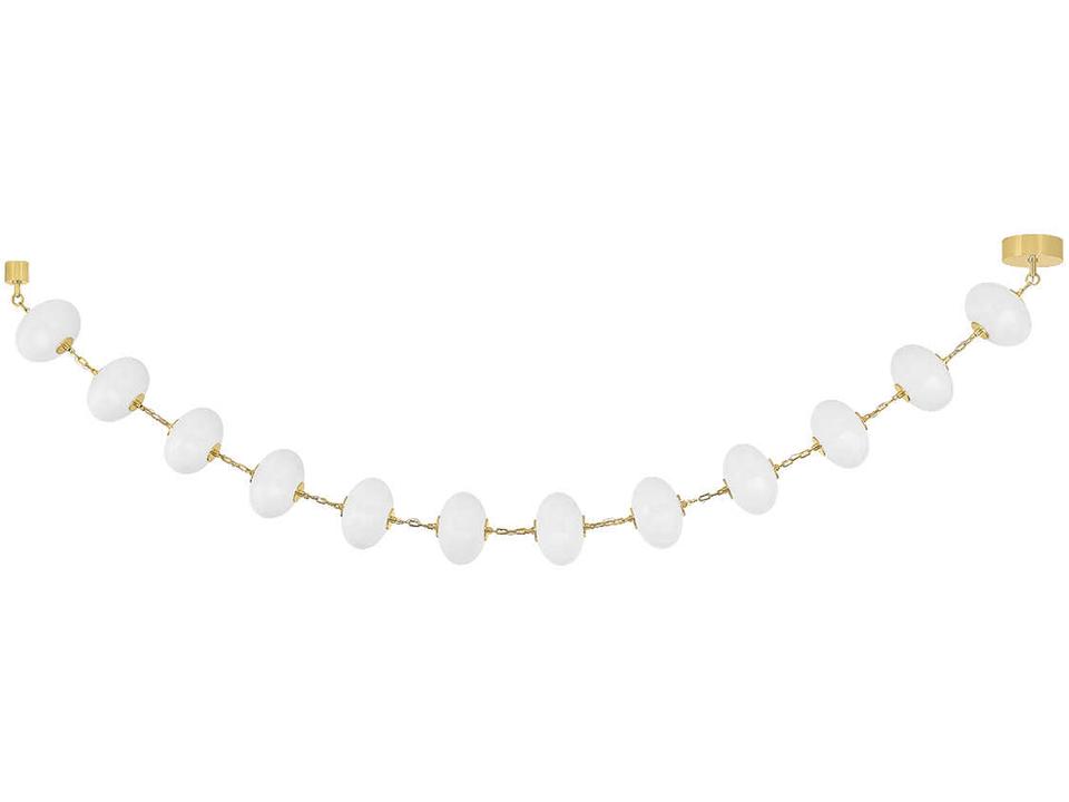 Nephele 12-Light LED Linear Chandelier in Vintage Polished Brass and Cloud Glass