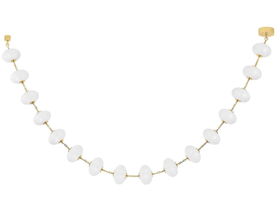 Nephele 16-Light LED Linear Chandelier in Vintage Polished Brass and Cloud Glass