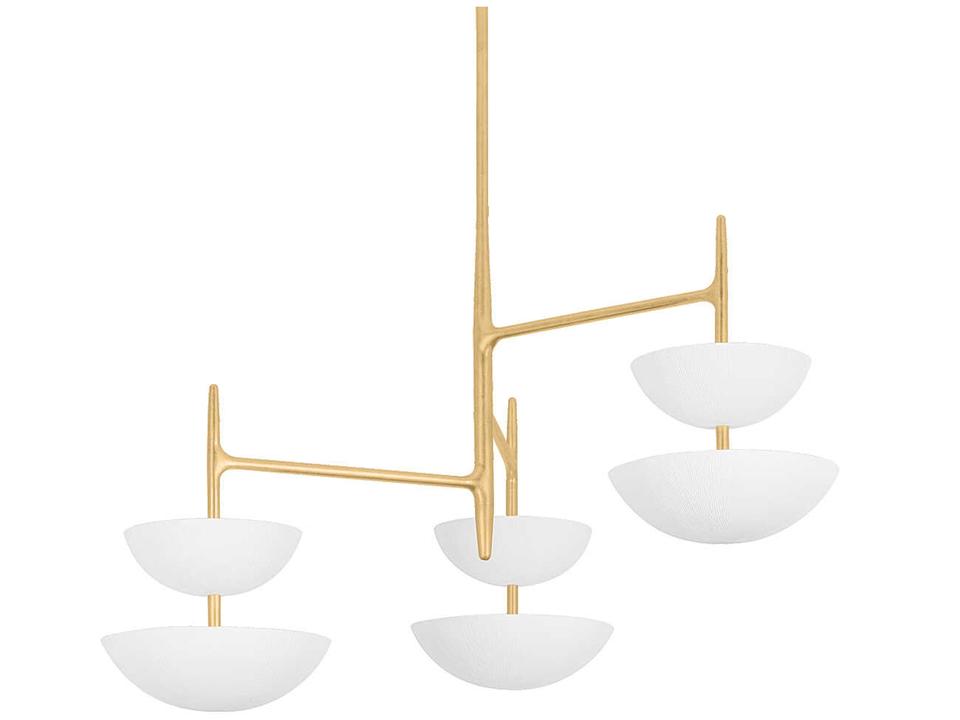 Evander 6-Light Chandelier in Vintage Gold Leaf and Gesso White