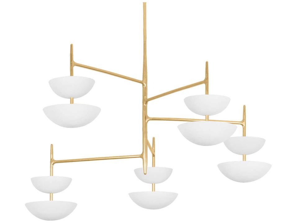 Evander 10-Light Integrated LED Chandelier in Vintage Gold Leaf and Gesso White