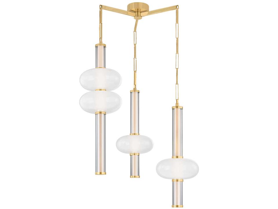 Corbin 3-Light LED Chandelier in Vintage Brass and Ombre Glass