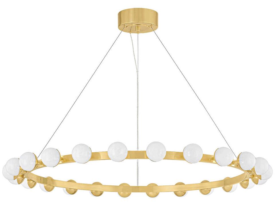 Linus 24-Light LED Chandelier in Vintage Brass and Cloud Glass