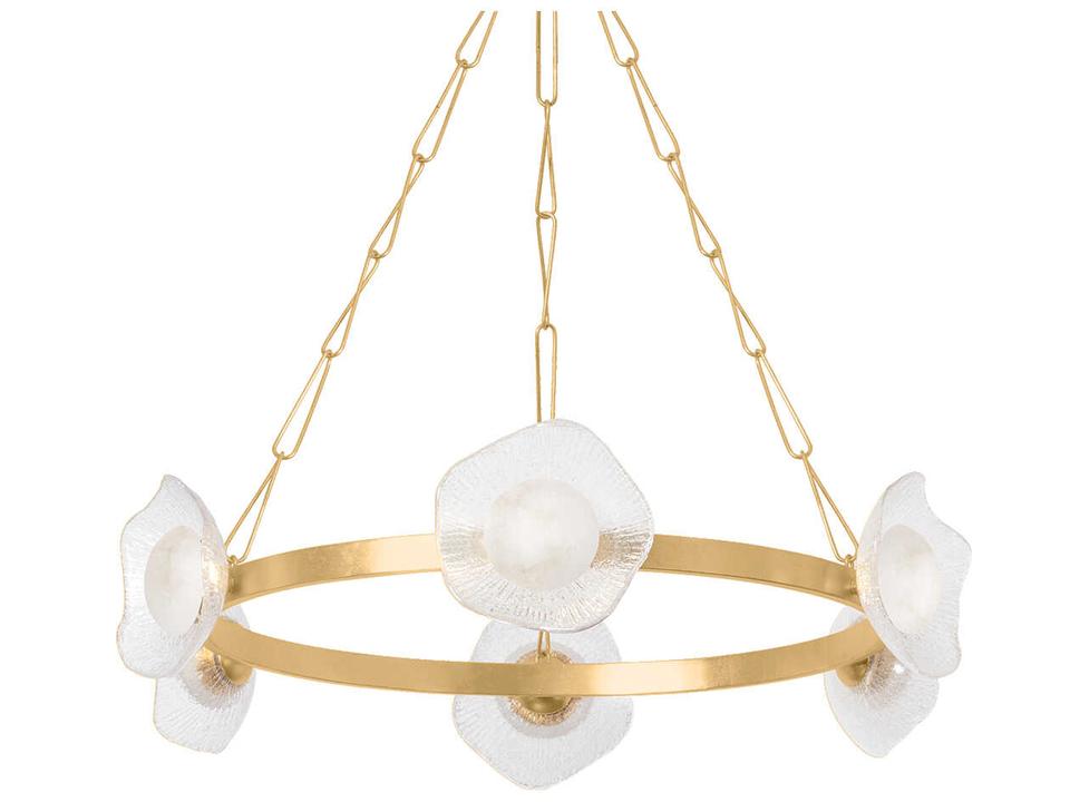 6-Light Almandine LED Chandelier in Vintage Gold Leaf