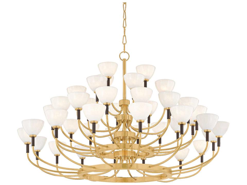 Brahma 44-Light LED Chandelier in Vintage Polished Brass and Bronze