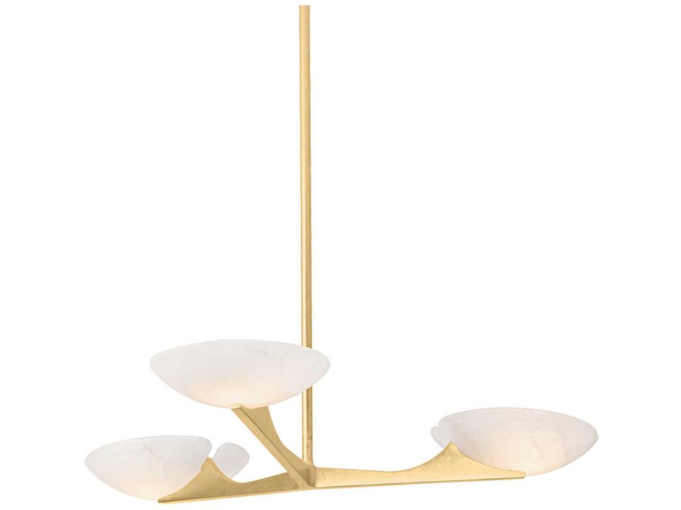 Malachite 3-Light Chandelier in Vintage Gold Leaf