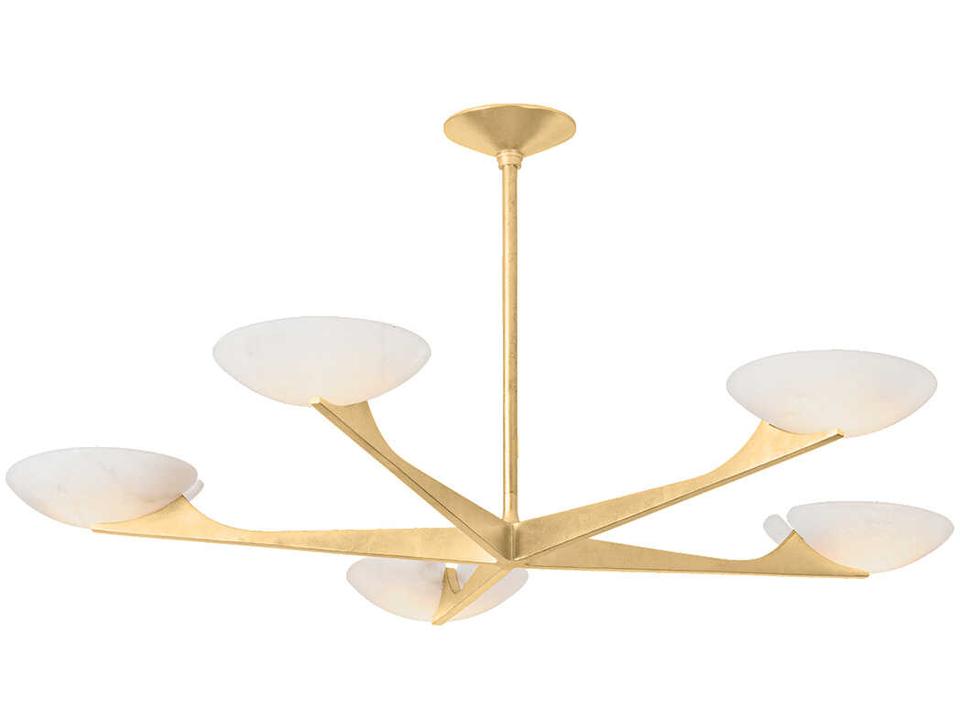 Malachite 5-Light Chandelier in Vintage Gold Leaf