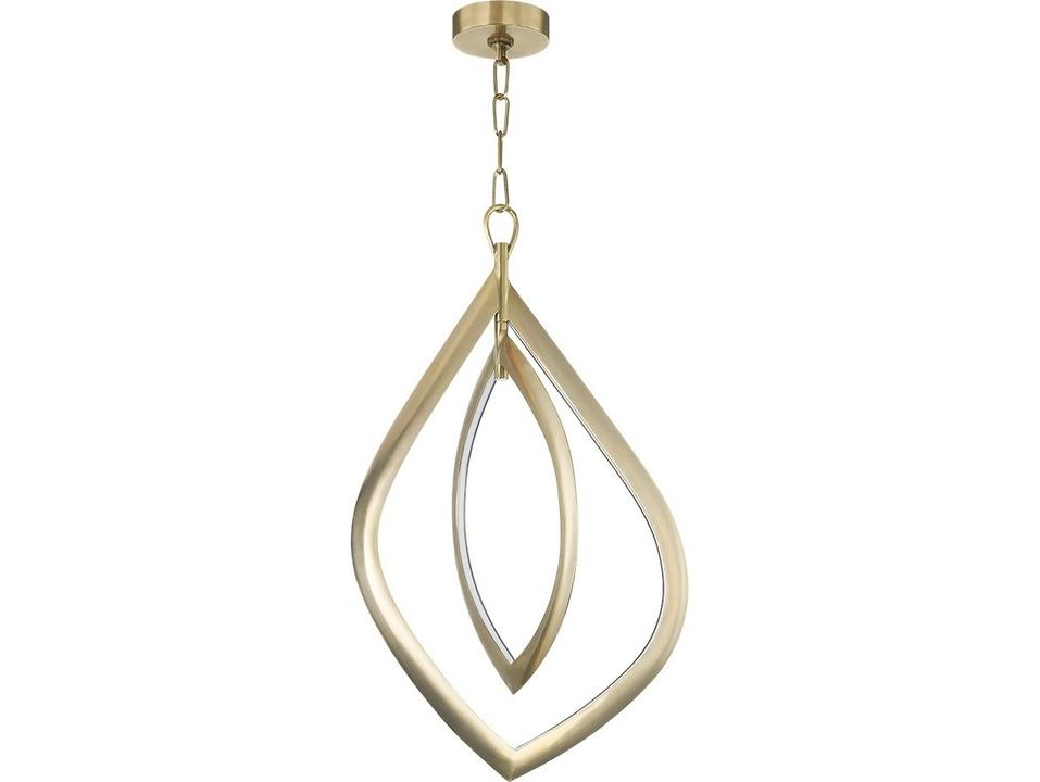 Arles 2-Light LED Chandelier in Vintage Brass with Opal Matte Acrylic Shade