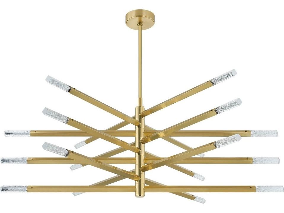 Strasbourg 18-Light LED Chandelier in Vintage Brass and Cast-Seeded Glass
