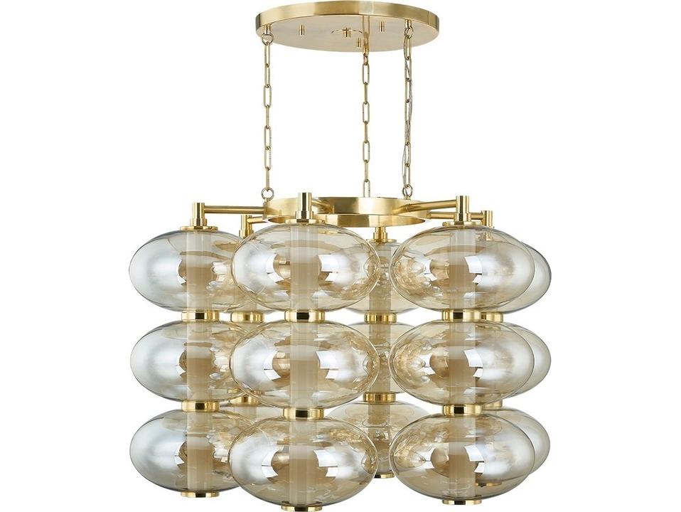 Toulouse 6-Light LED Chandelier in Vintage Brass and Bronze Glass