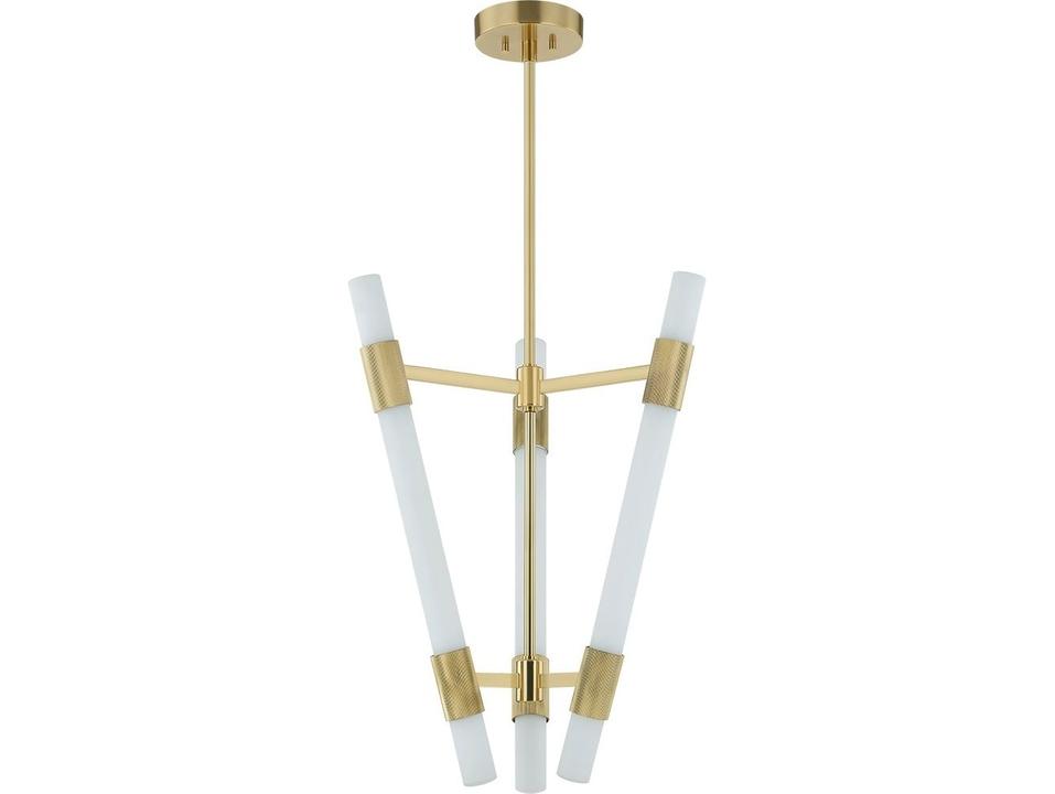 Krakow 3-Light LED Chandelier in Vintage Brass and Matte Cloud Glass