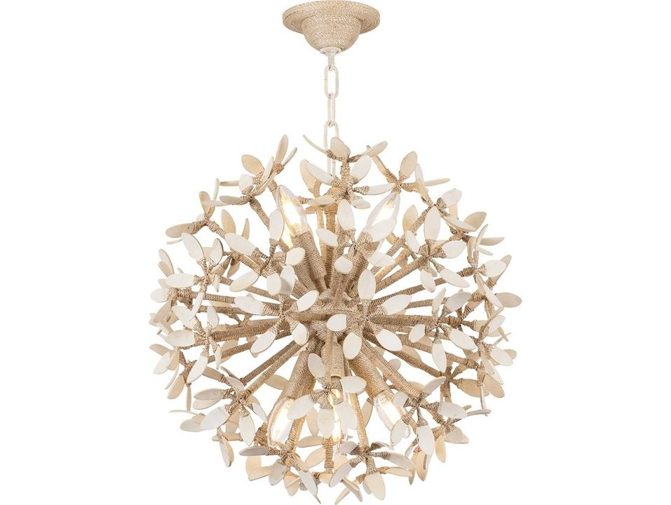 Corfu 8-Light Chandelier in Ivory Coco and Coco Shell