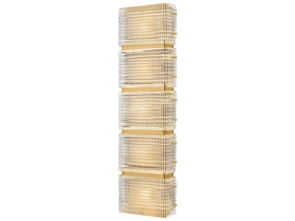 Mav 5-Light Wall Sconce in Vintage Brass with Piastre Glass