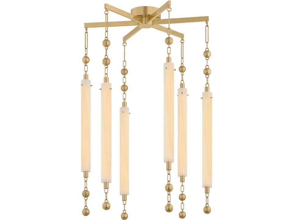 Parigi 6-Light Vintage Brass Gold Linear Chandelier