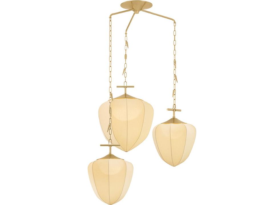 Hoshi 3-Light Vintage Brass Gold Globe Chandelier