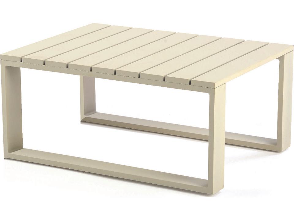Space 32-Inch Aluminum Rectangular Outdoor Coffee Table in Powder Coated Finish