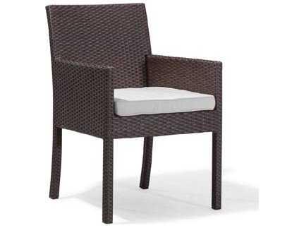 Dijon Outdoor Wicker Dining Arm Chair in Hand-Woven Polyethylene Wicker and Aluminum