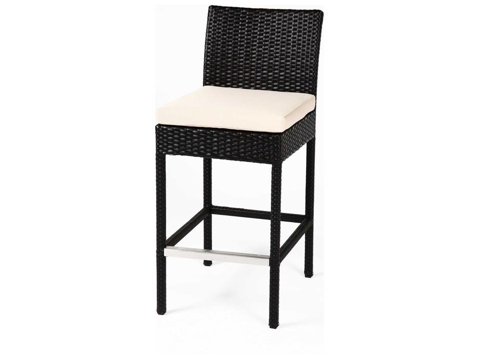 Dijon Outdoor Wicker Bar Chair with Cushion in Hand-Woven Polyethylene and Aluminum