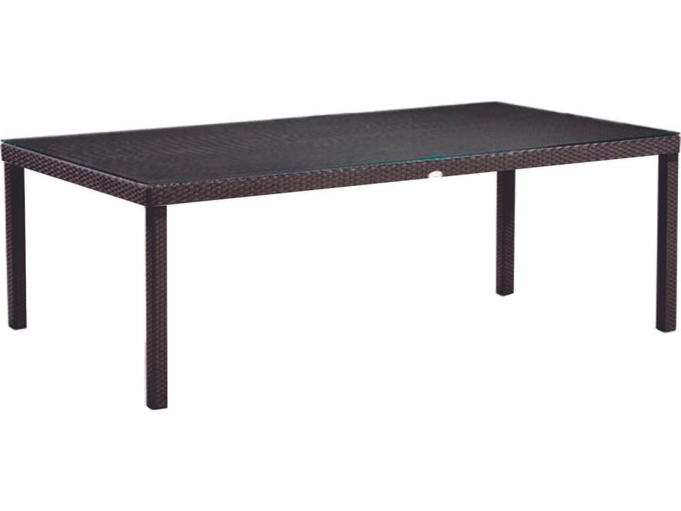 Dijon Majestic Rectangular Outdoor Dining Table with Black Wicker and 5mm Glass Top