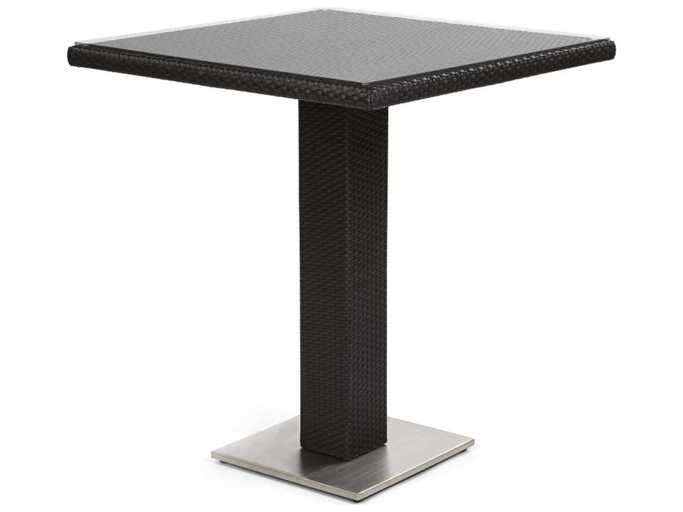 Dijon 32-Inch Square Outdoor Bar Table in Majestic Black With Glass Top