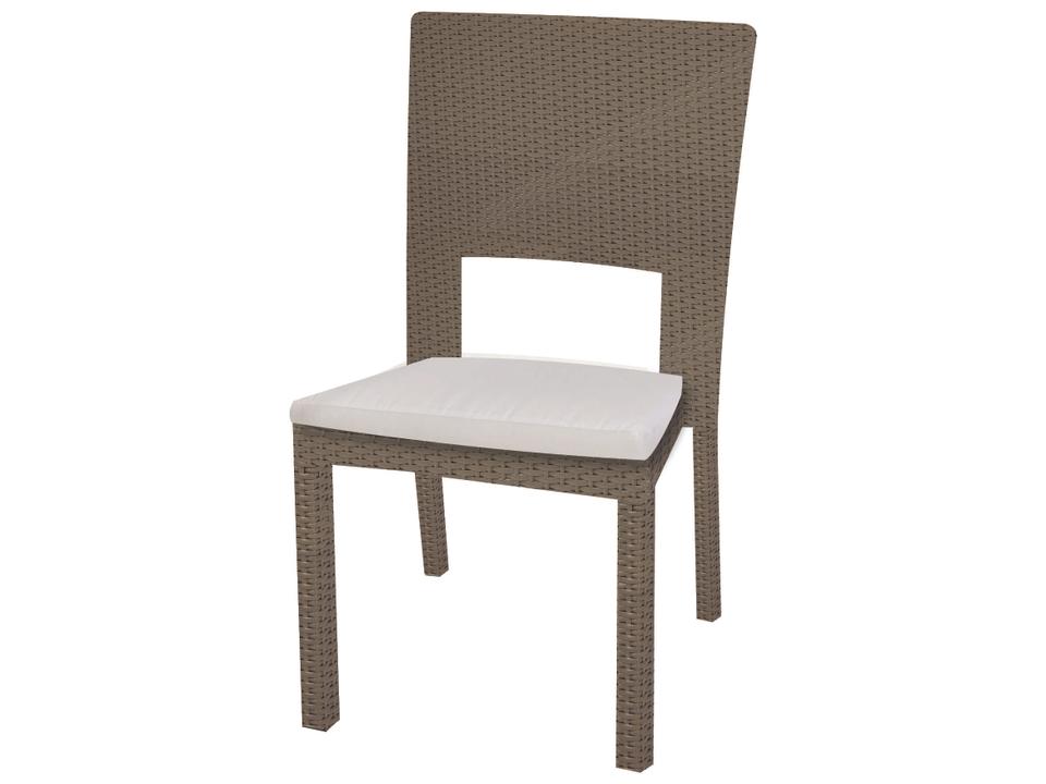 10 Tierra Outdoor Dining Side Chair in All-Weather Wicker and Polished Stainless Steel