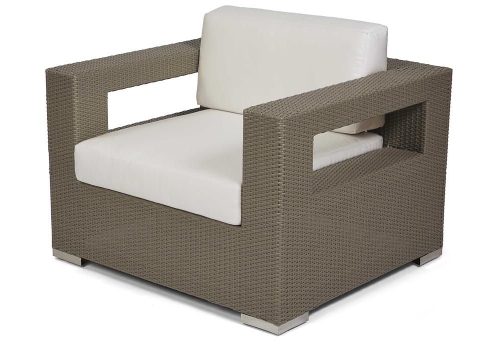 Tierra Wicker Outdoor Lounge Chair with Polished Stainless Steel Legs