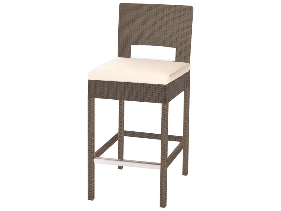 10 Tierra Wicker Outdoor Patio Bar Stool in Mocaccino Wicker with Stainless Steel Legs