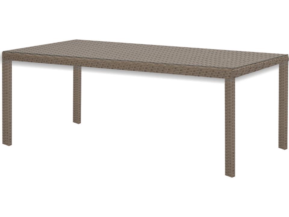 10 Tierra Rectangular Outdoor Dining Table in Mocaccino Wicker and Glass Top