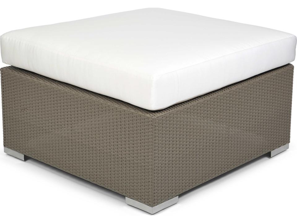 10 Tierra Outdoor Ottoman in Hand-Woven Polyethylene Wicker with Stainless Steel Legs