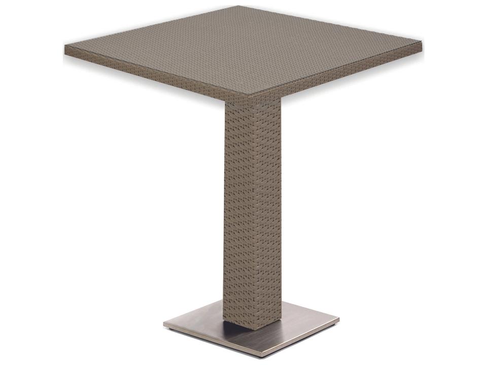 10 Tierra Square Outdoor Bar Table in Mocaccino Wicker with Glass Top